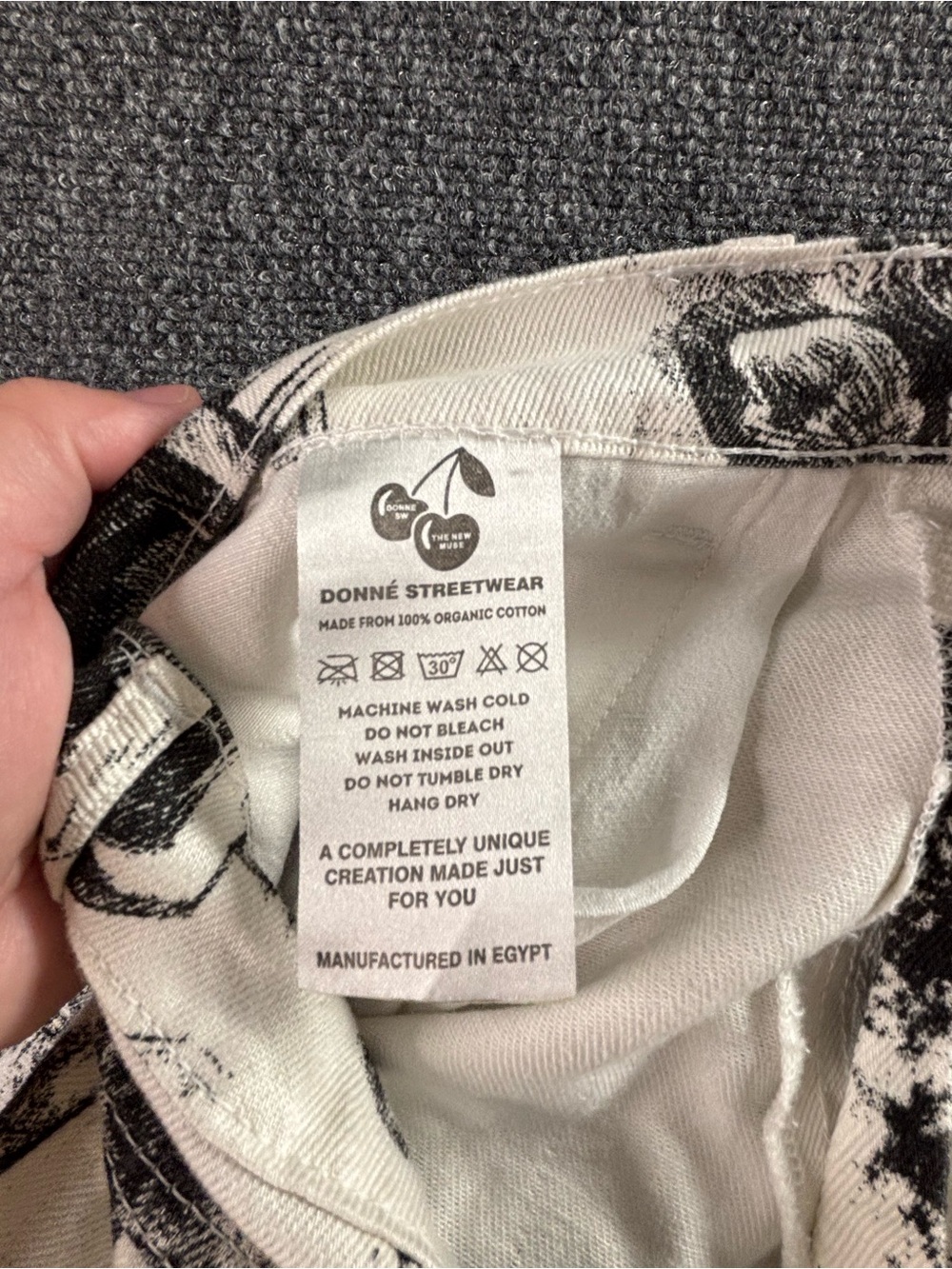 NWT Donné Streetwear Women's Hellenic Denim Pants White/Black Size M - Picture 9 of 9